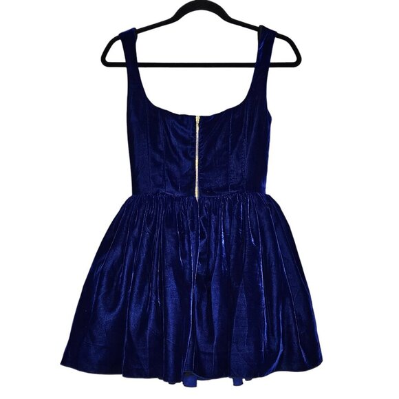 Silvia Astore Annie Ibiza Velvet Navy Blue Corset Square Neck Mini Dress IT 38/0 - Picture 9 of 14